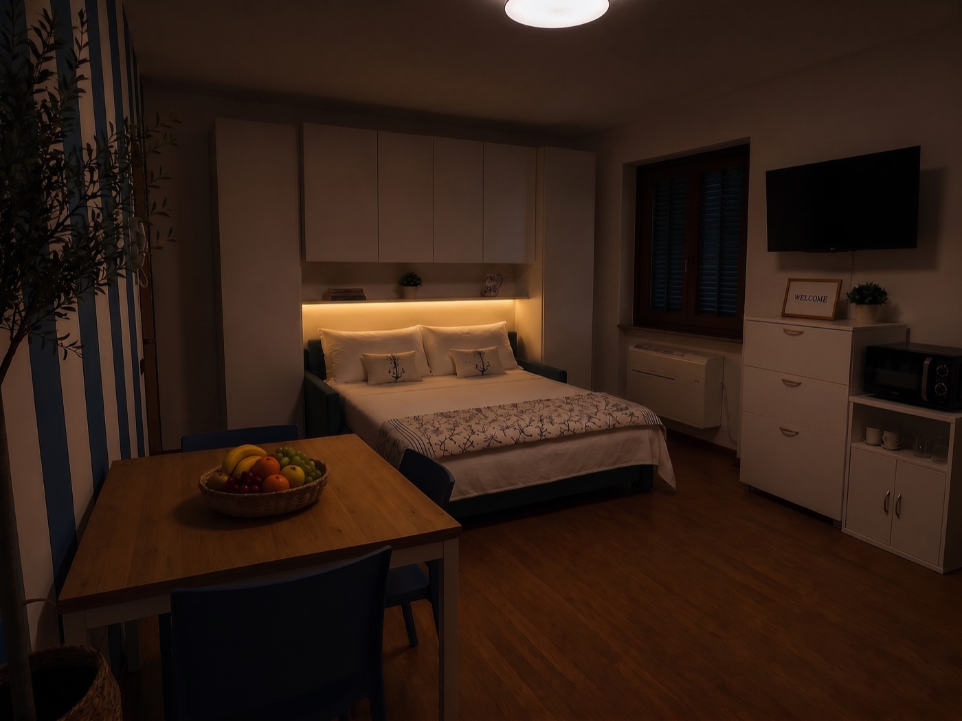 Zona notte con letto matrimoniale